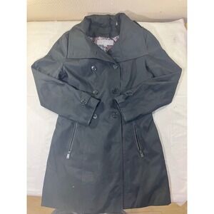Marc New York Andrew Marc Black Double‎ Breasted Trench Coat Size Small